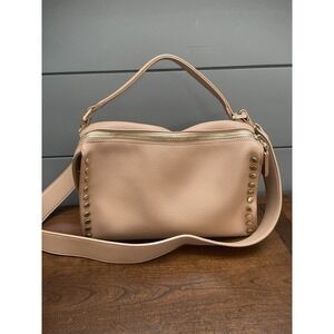 DREAM CONTROL Womens Crossbody Shoulder Bag Beige Tan Gold Classic Studded